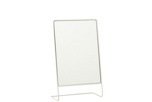 MIRROR ON FOOT RECTANGLE GLASS/METAL WHITE