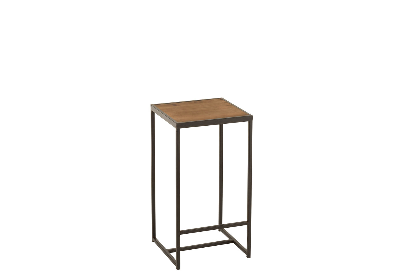 STOOL SQUARE WOOD/METAL BLACK/BROWN