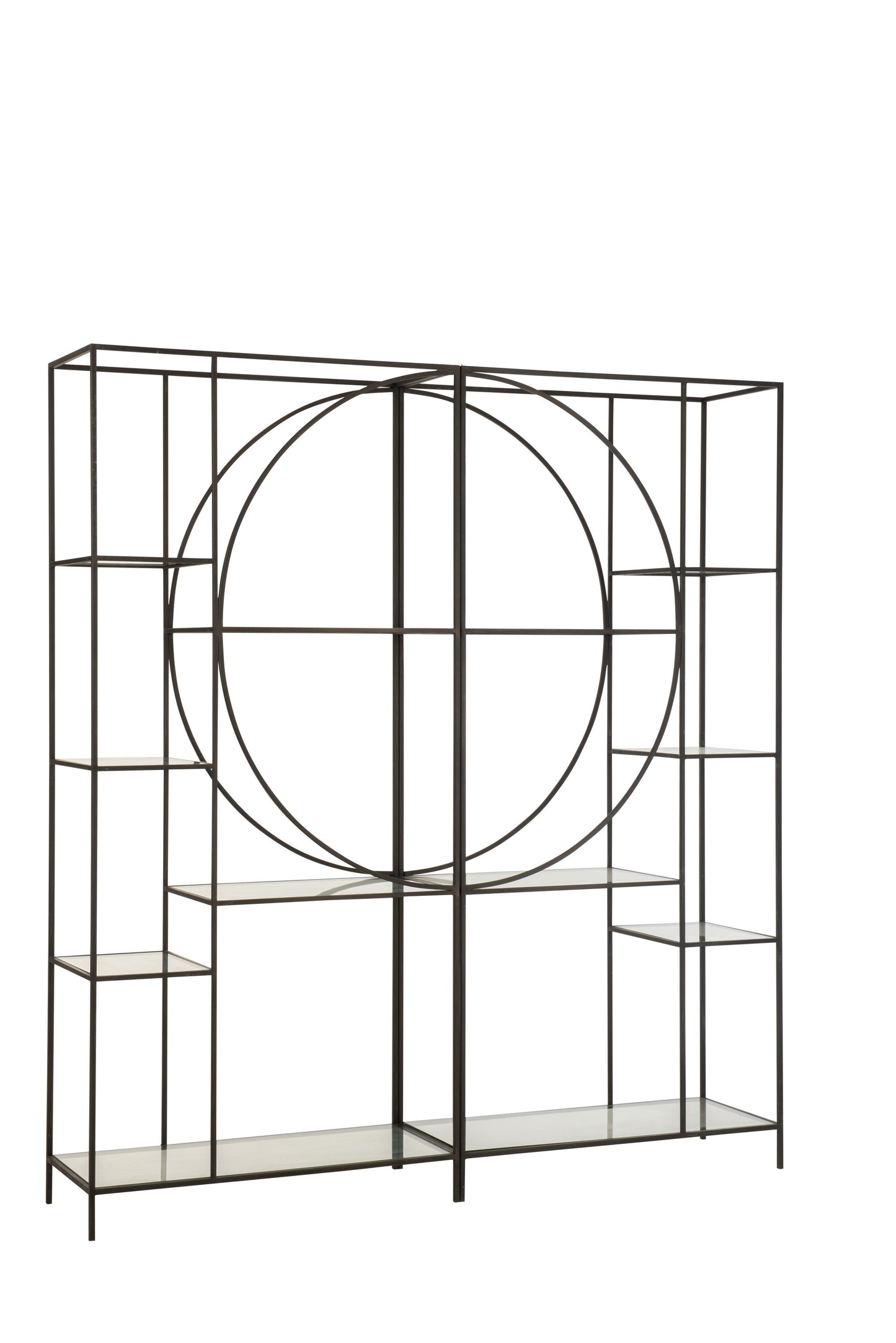 RACK 2 PARTS CIRCLE METAL/GLASS BLACK