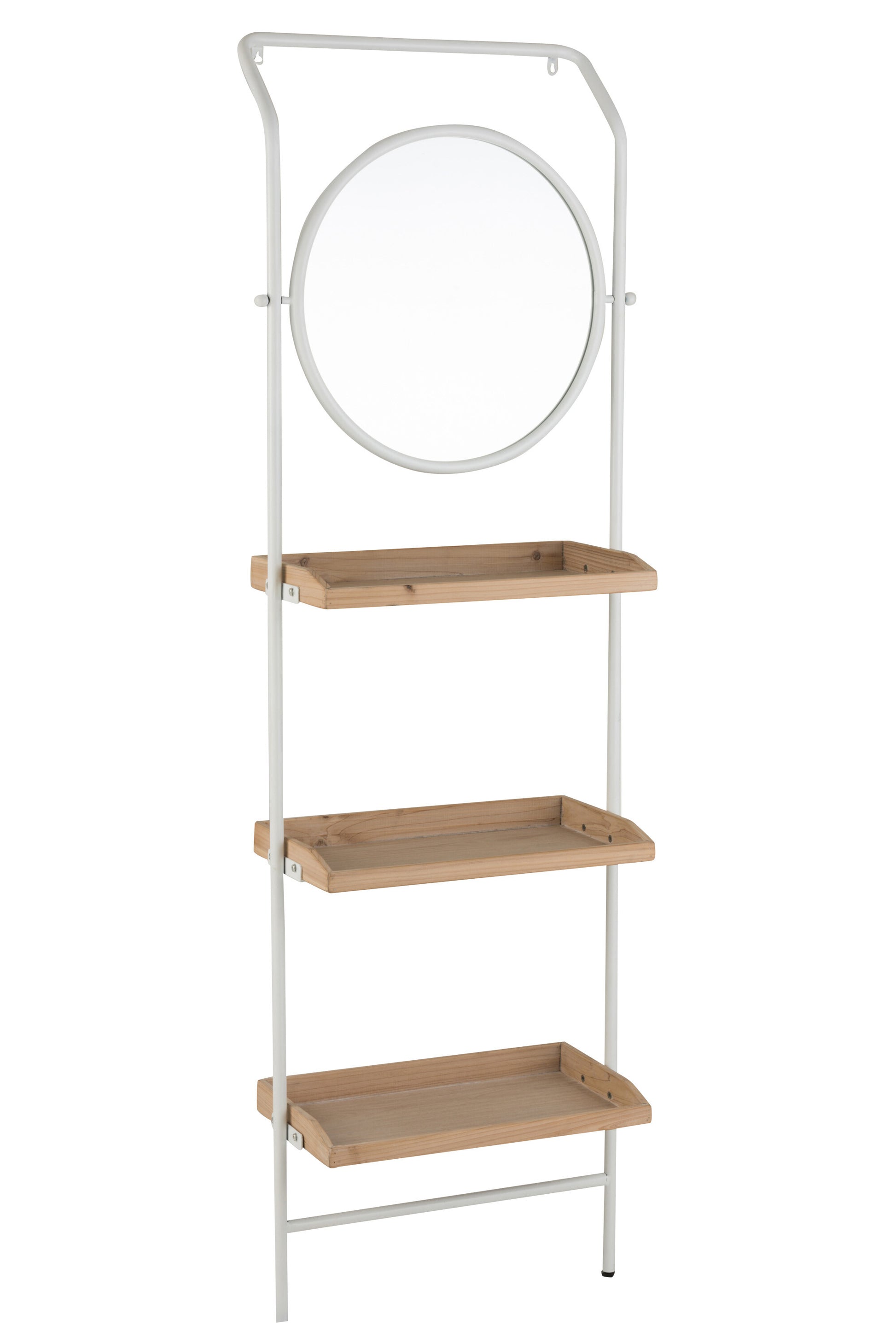 SHELF WITH ROUND MIRROR METAL/MDF WHITE