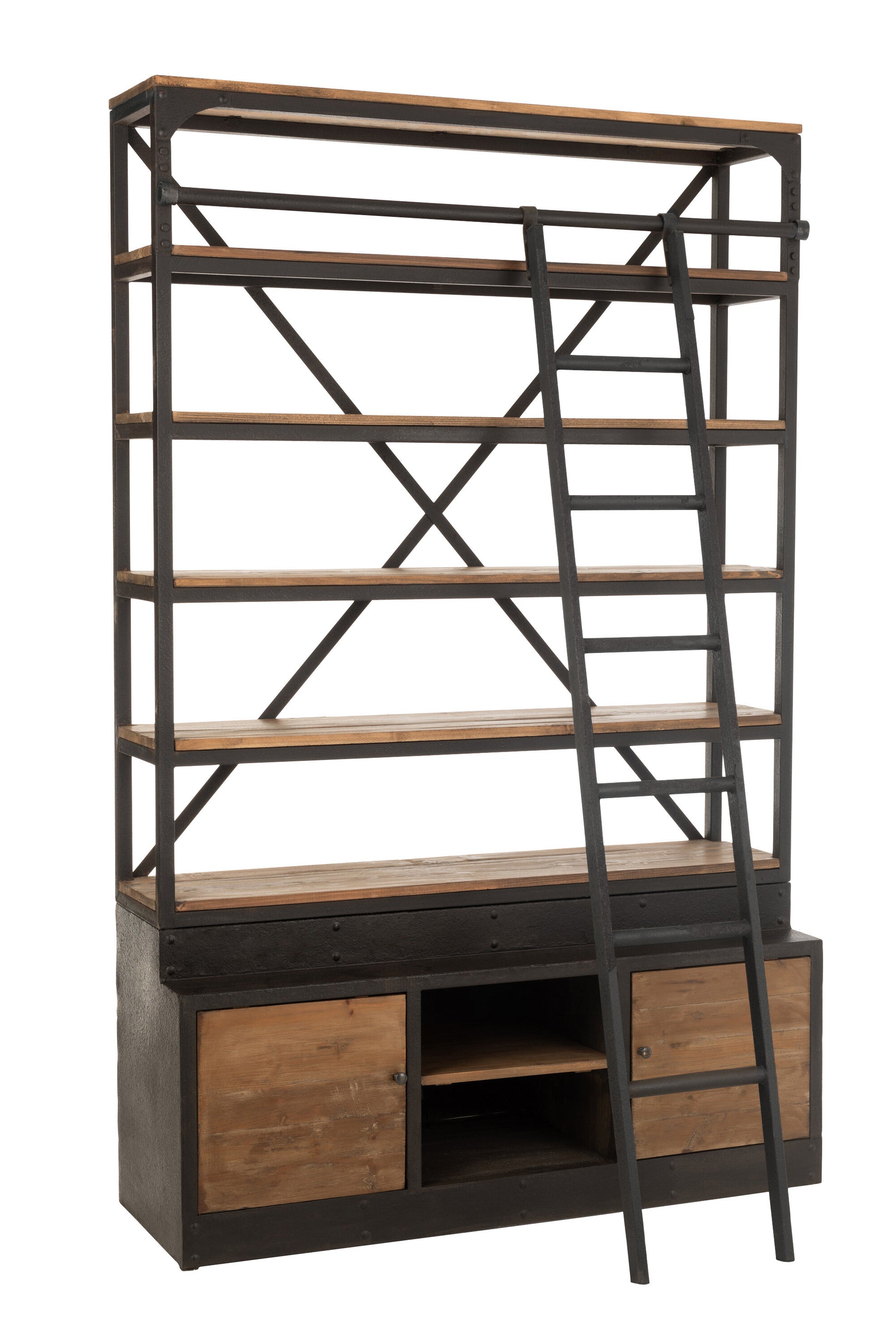 RACK 2 DOORS + LADDER METAL/WOOD NATURAL/BLACK