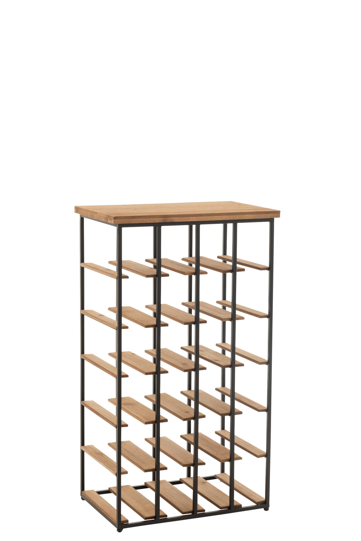 WINE RACK 24 BOTTLES WOOD/METAL NATURAL/BLACK