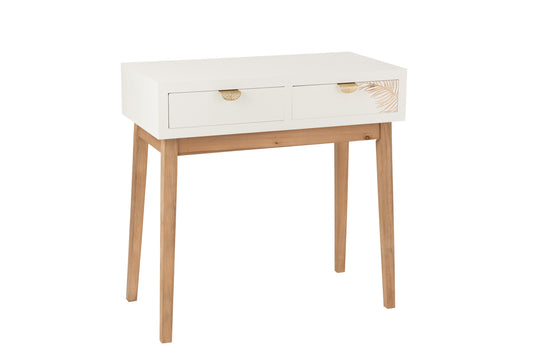 CONSOLE 2 DRAWERS LEAF MDF WOOD WHITE/NATURAL