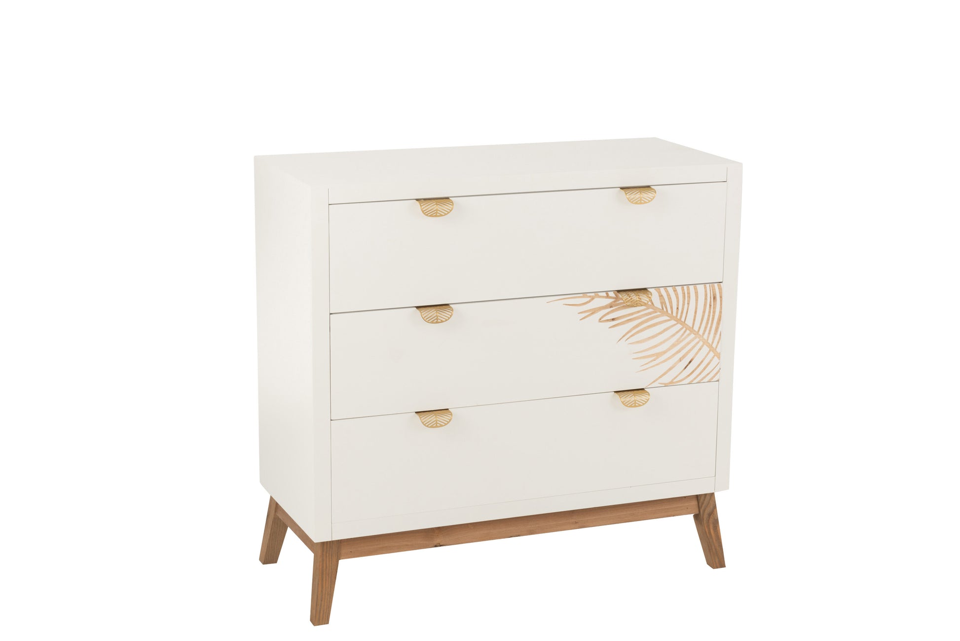 CUPBOARD 3 DRAWERS LEAF MDF WOOD WHITE/NATURAL