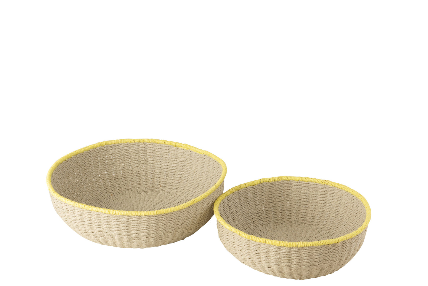 SET OF 2 DISH FLUO BORDER PAPER GREIGE