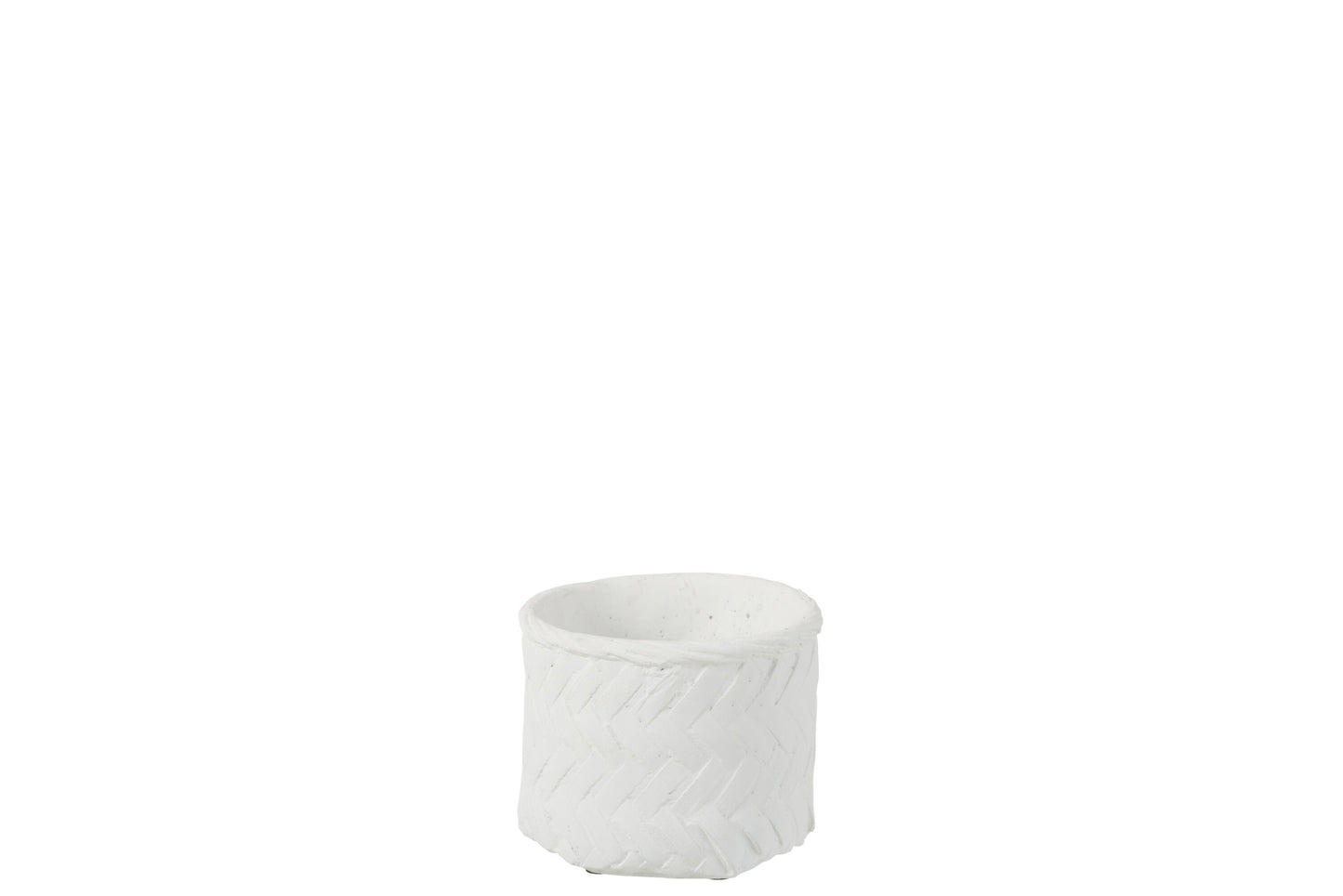 FLOWERPOT WOVEN IMITATION CEMENT WHITE EXTRASMALL