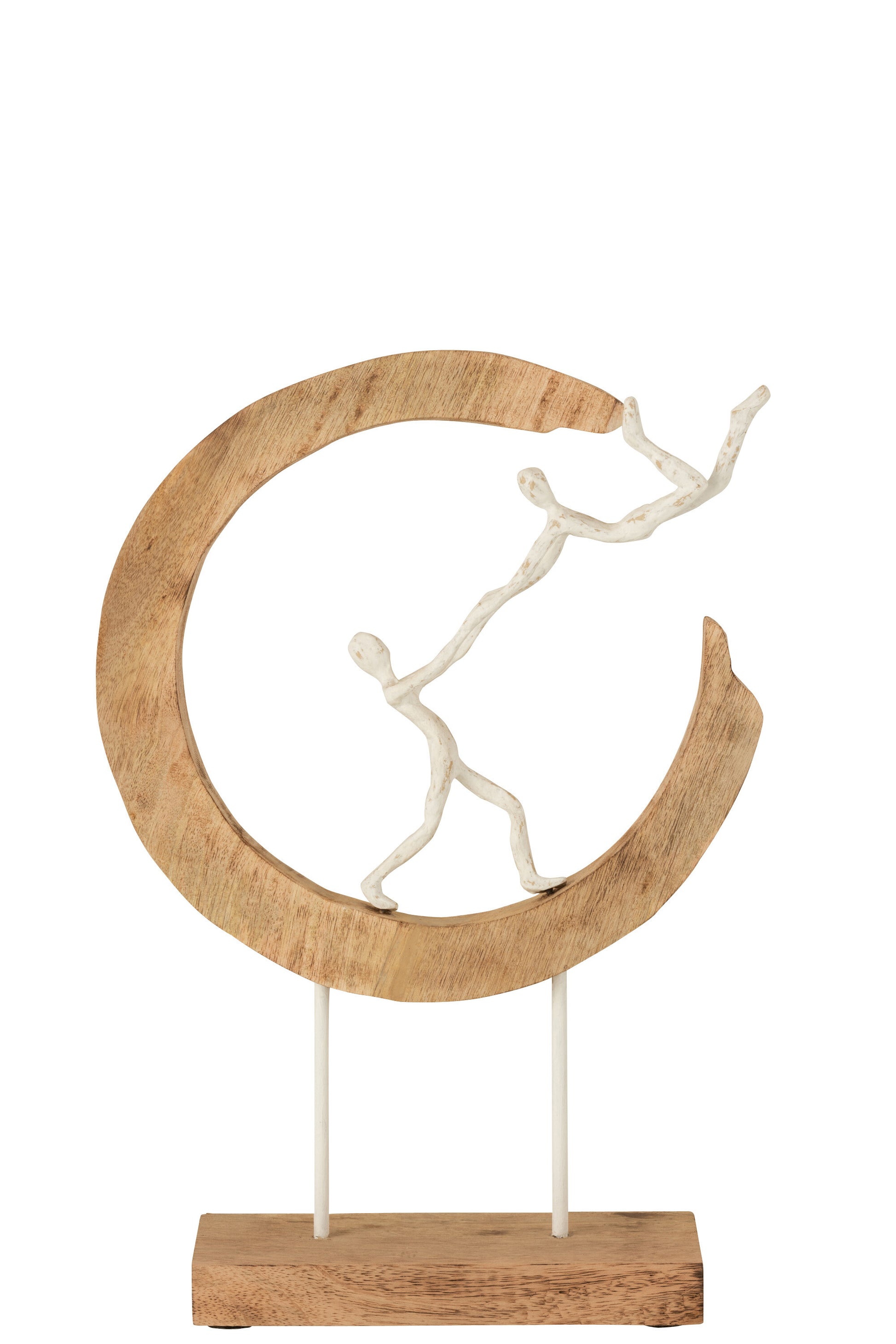 FIGURE COUPLE FLYING CRESCENT MANGO WOOD/ALUMINIUM NATURAL/WHITE