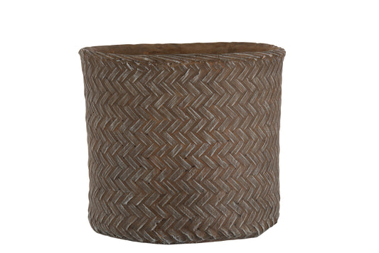 FLOWERPOT WOVEN IMITATION CEMENT TAUPE EXTRALARGE