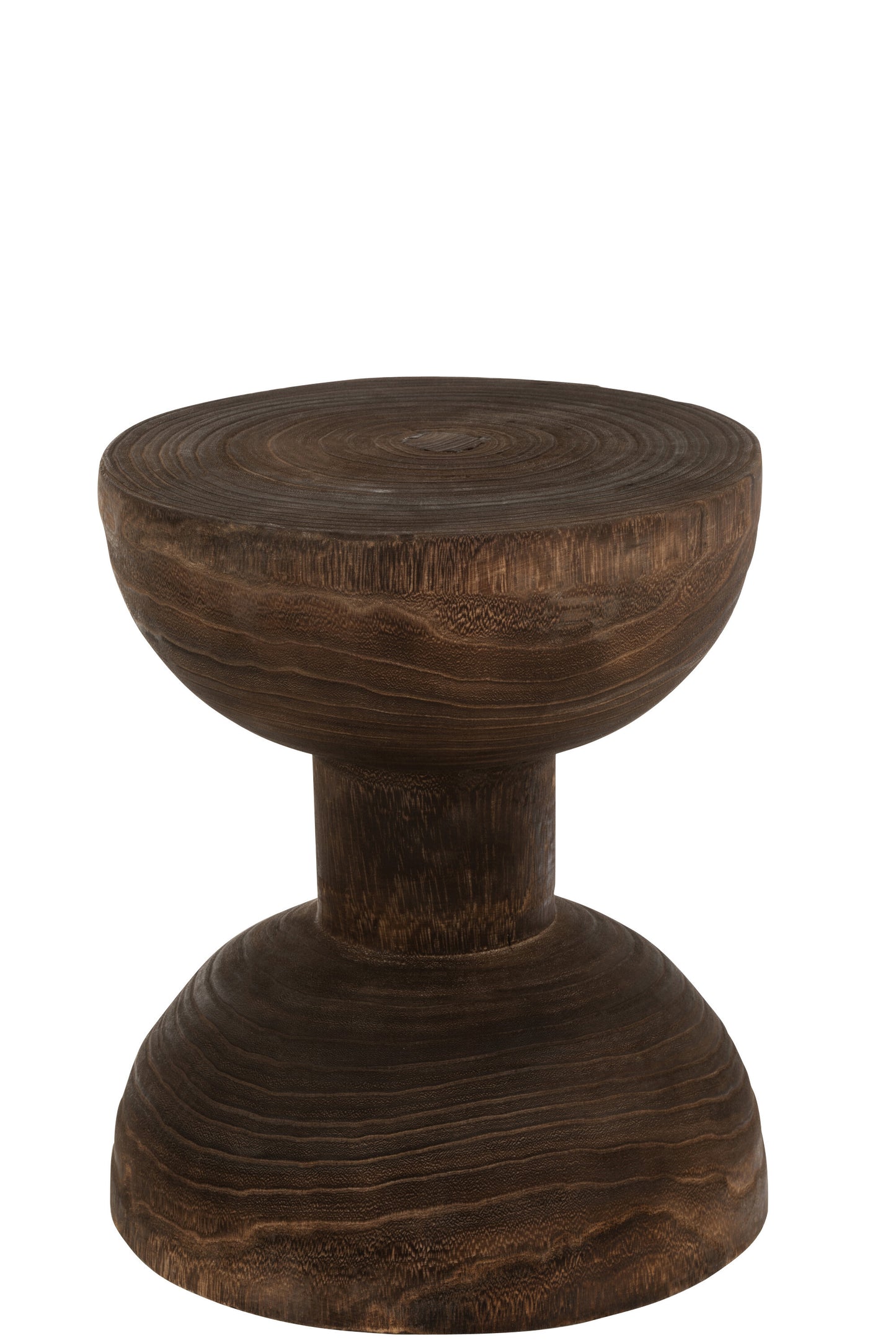 STOOL HOURGLASS PAULOWNIA WOOD DARK BROWN