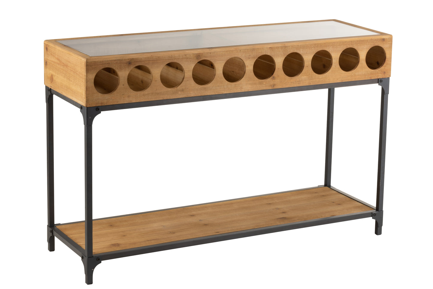 CONSOLE FOR WINE BOTTLES WOOD NATURAL