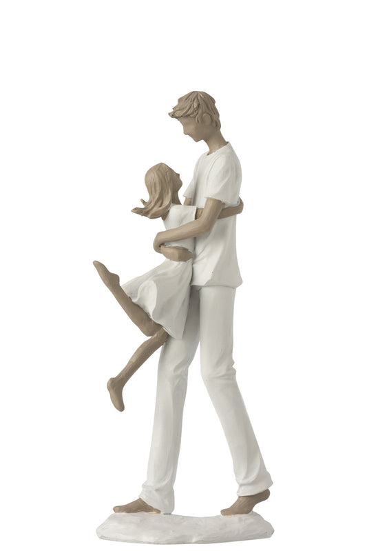 FATHER WITH DAUGHTER POLY WHITE/TAUPE