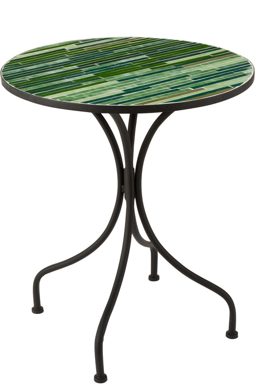 TABLE LINES MOSAIC METAL/GLASS BLACK/GREEN