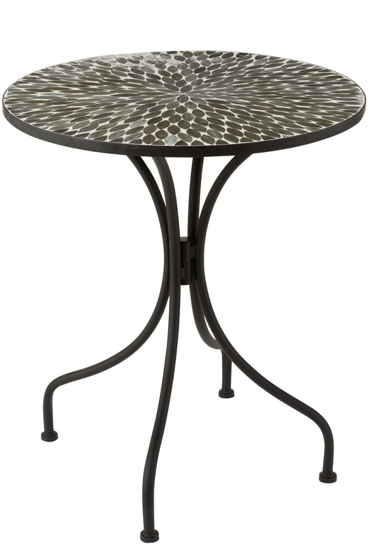 TABLE LEAVES MOSAIC METAL/GLASS BLACK/TAUPE