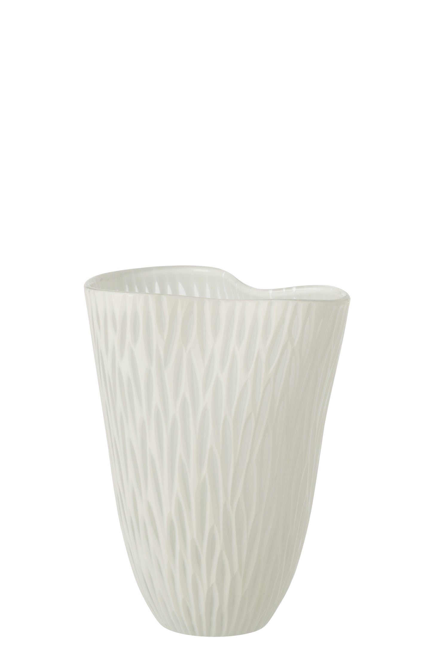 VASE FLAME GLASS WHITE MEDIUM