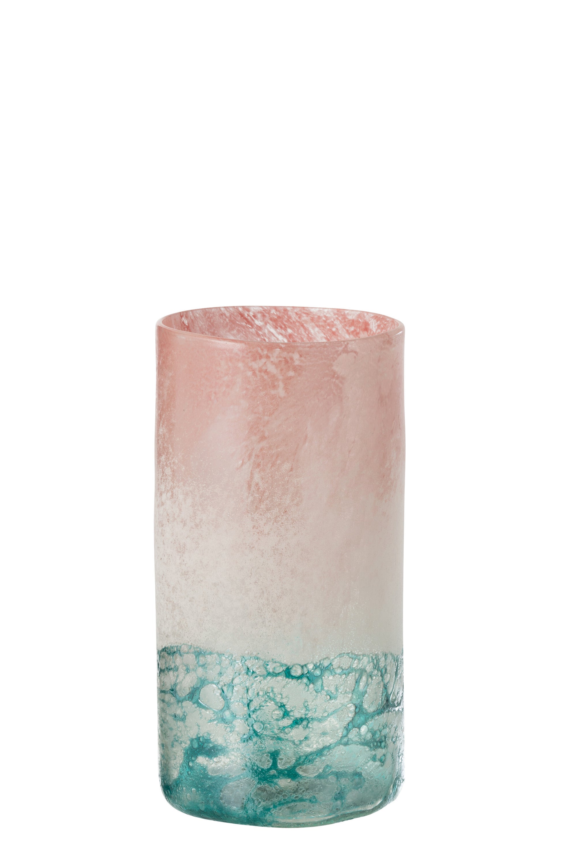 VASE BLUSH CYLINDER GLASS PINK/AZUR MEDIUM