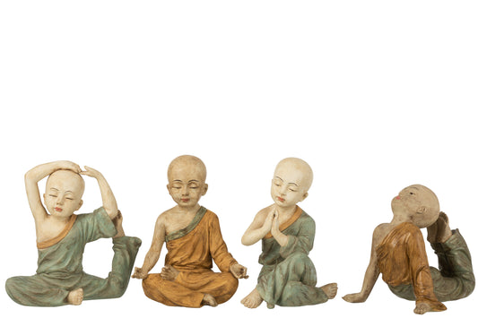 MONK YOGA POLY OCHRE/GREEN LARGE ASSORTMENT OF 4