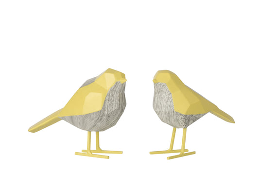 BIRD POLY BEIGE/LIGHT YELLOW ASSORTMENT OF 2