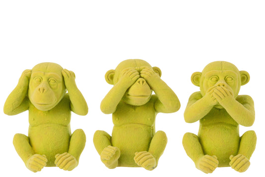 APE SEE/HEAR/SPEAK NO EVIL POLY YELLOW ASSORTMENT OF 3