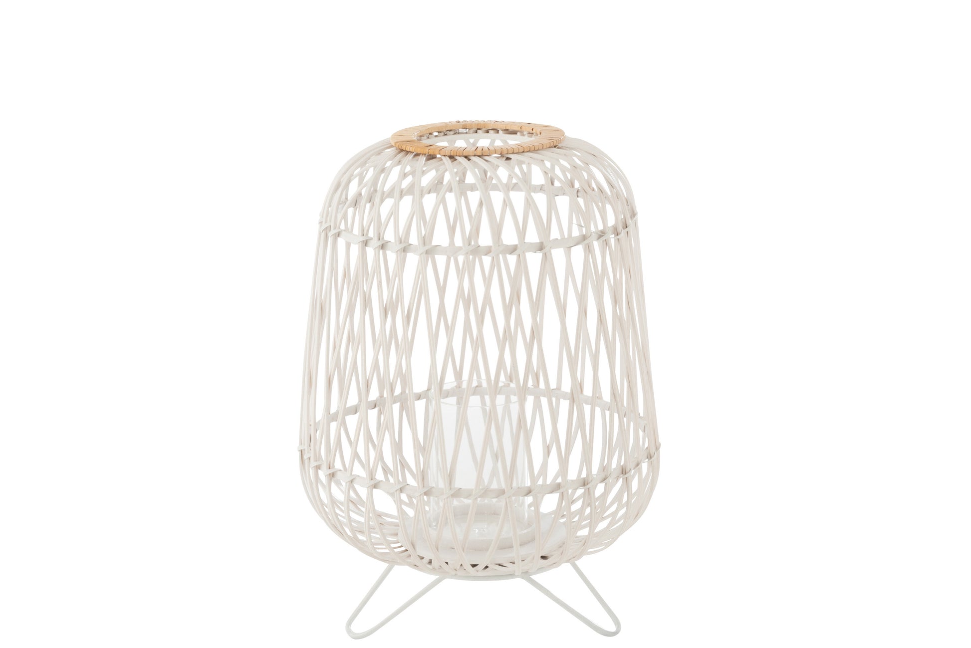 LANTERN ON FOOT BAMBOO WHITE/NATURAL MEDIUM