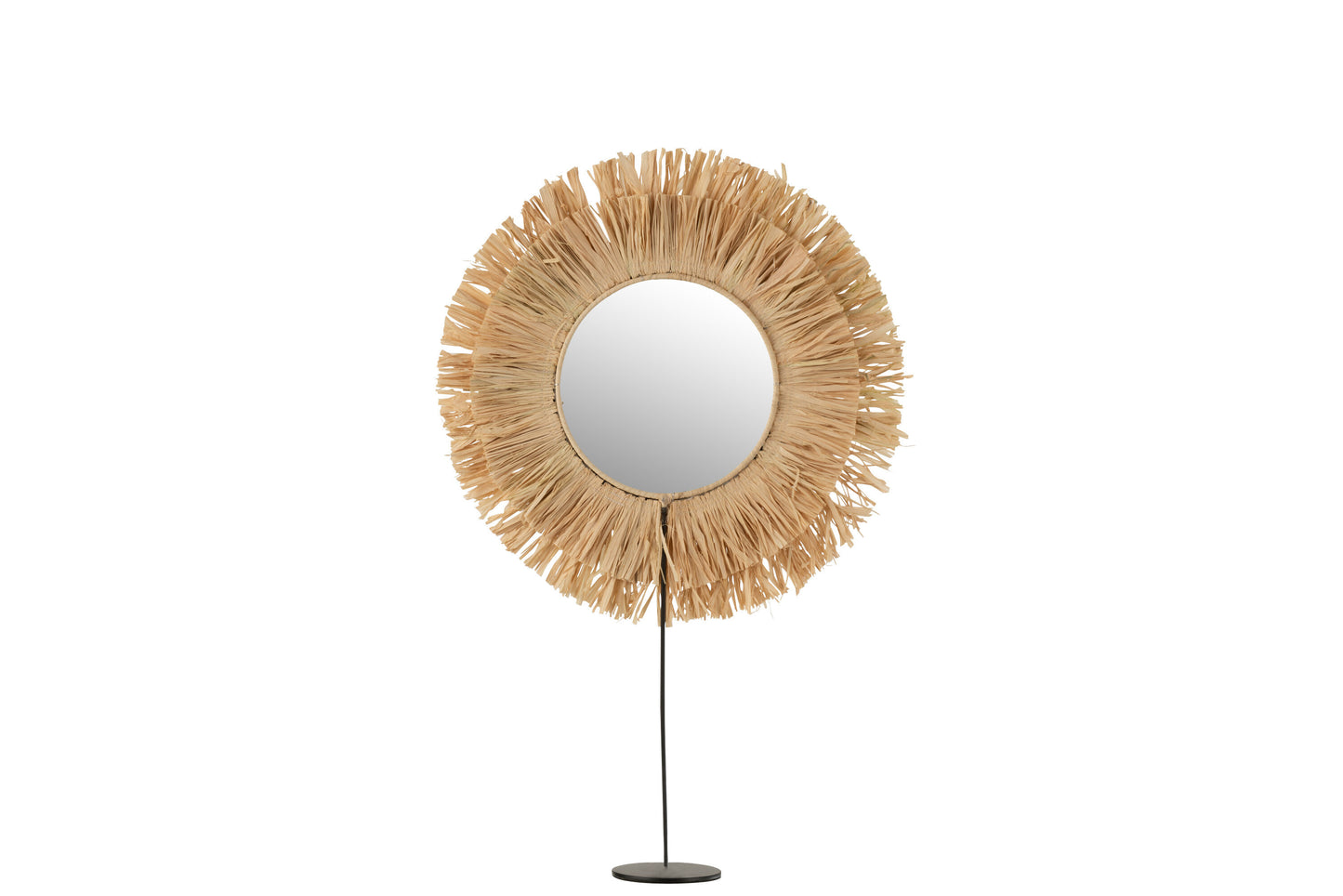 MIRROR ON FOOT ROUND REED RAFFIA NATURAL