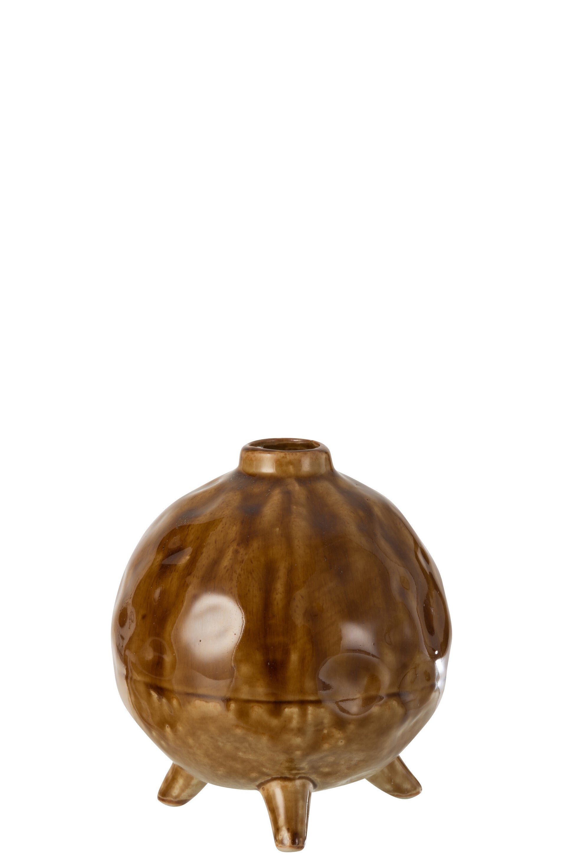 VASE VINTAGE FOOT CERAMIC BROWN/OCHRE