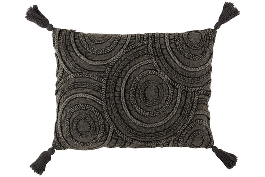 CUSHION CIRCLE COTTON RECTANGLE DARK GREY