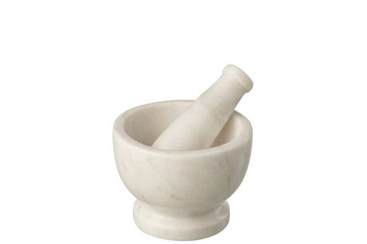 MORTAR AND PESTLE MARBLE ROUND WHITE