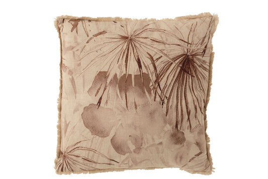 CUSHION FLOWER COTTON BEIGE/GREY