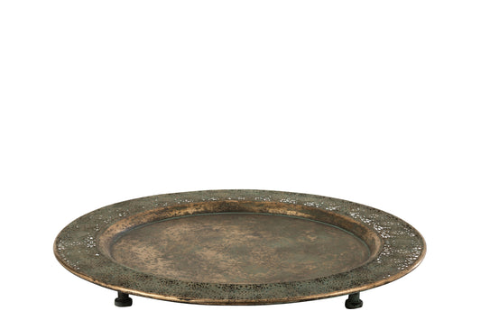 TRAY ON FOOT ANTIQUE METAL MIX