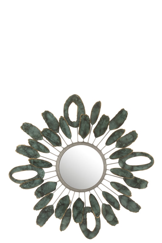 MIRROR PIECES OVAL METAL GOLD/GREEN