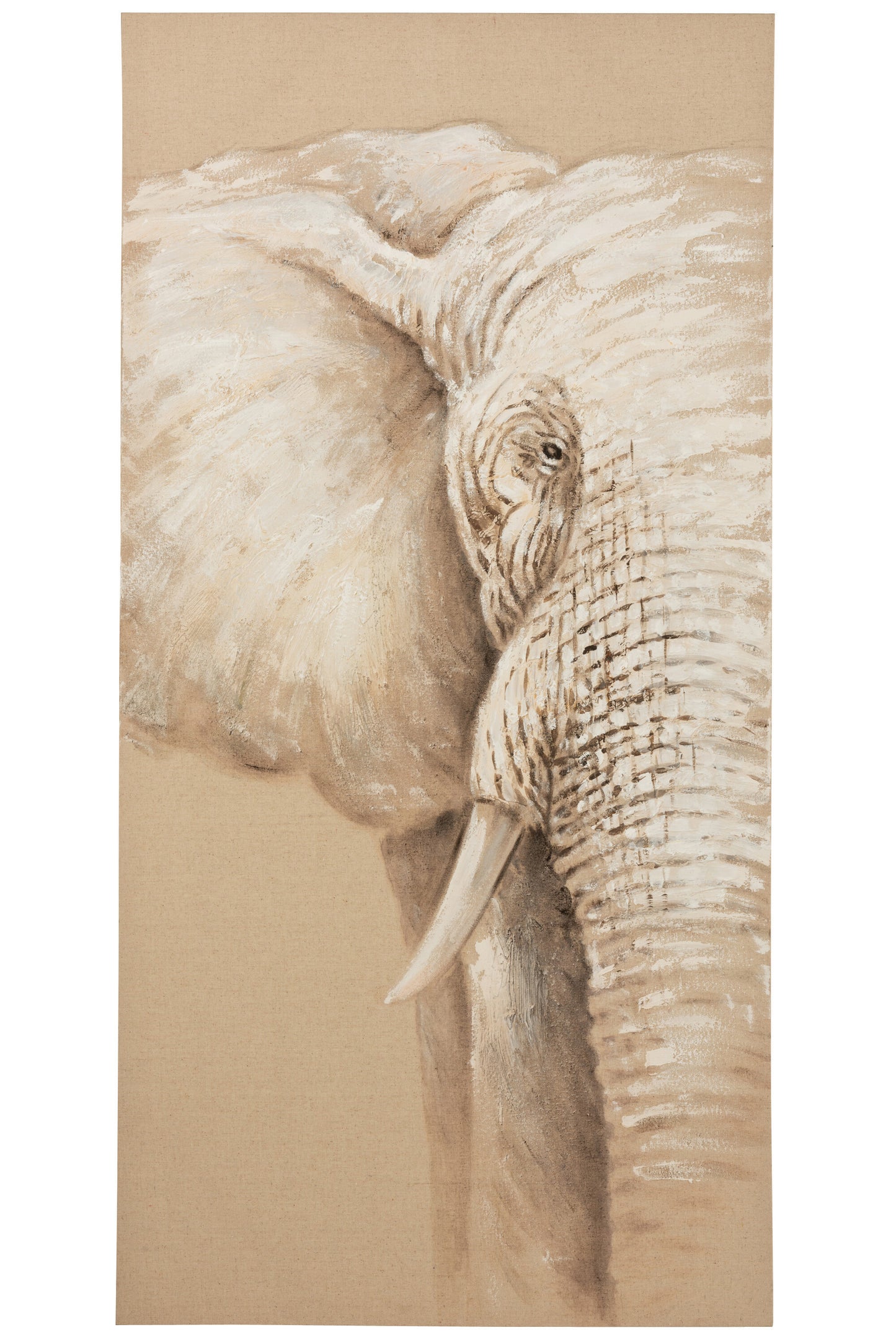 PAINTING ELEPHANT CANVAS/WOOD BROWN/WHITE