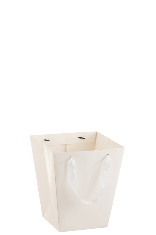 FLOWERPOT BAG WITH RIBBON WATERPROOF PAPER WHITE LARGE