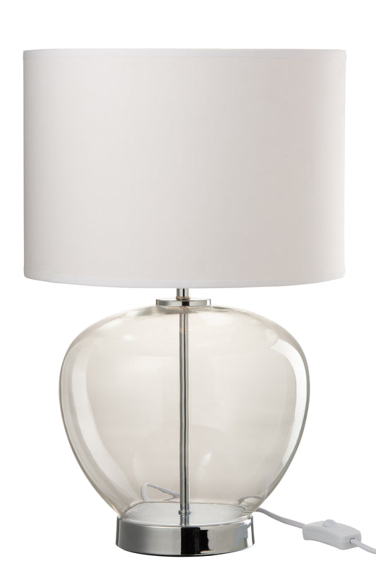 LAMP TRANSPARENT GLASS/TEXTILE SILVER/WHITE