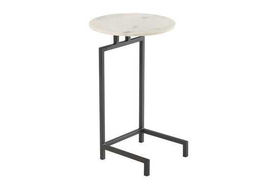 SIDE TABLE ROUND MARBLE/IRON WHITE/BLACK