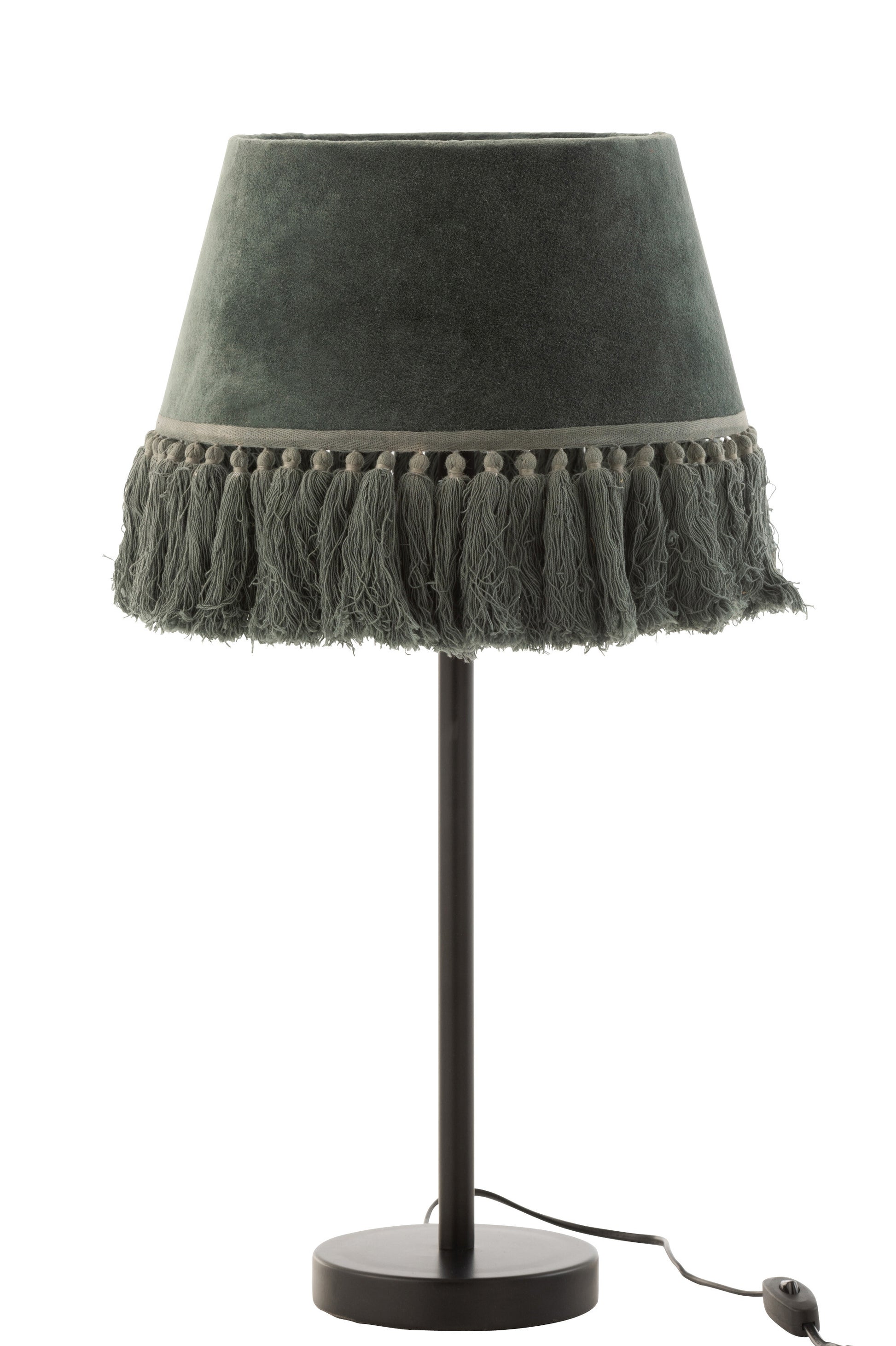 TABLE LAMP EVE CONIC VELVET COTTON GREEN GREY