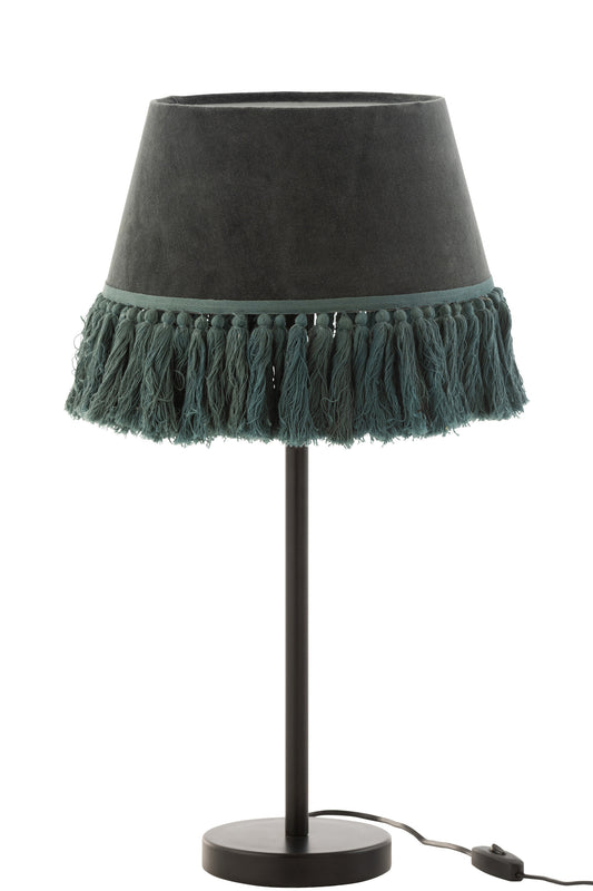 TABLE LAMP EVE CONIC VELVET COTTON PETROL BLUE