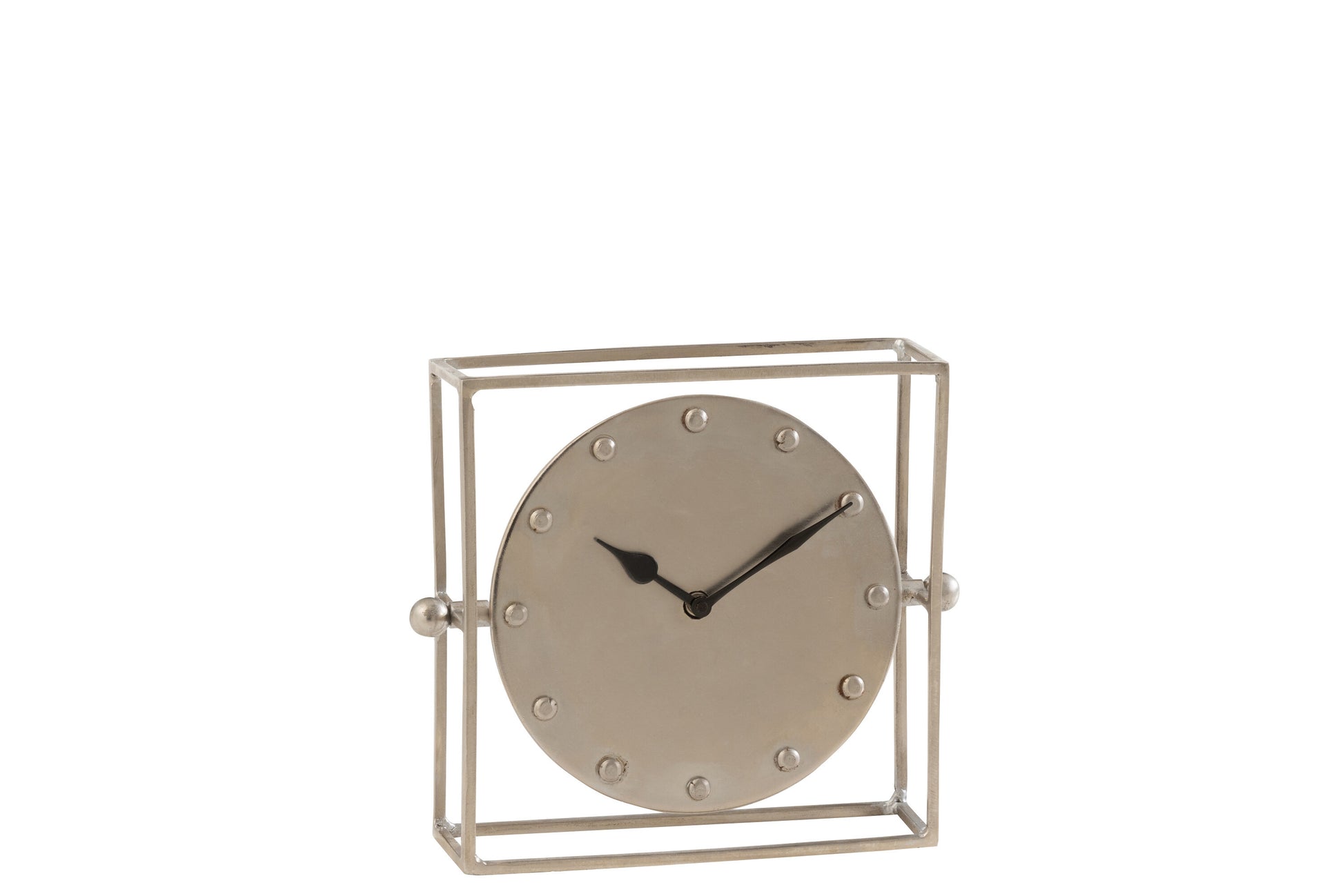 CLOCK SQUARE FLOATING IRON SILVER SMALL