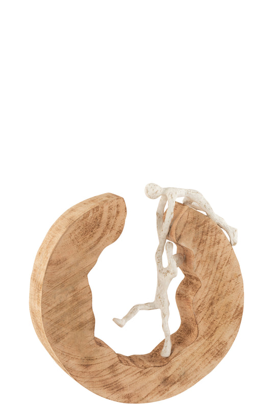 FIGURE COUPLE CLIMBING MANGO WOOD/ALUMINIUM NATURAL/WHITE