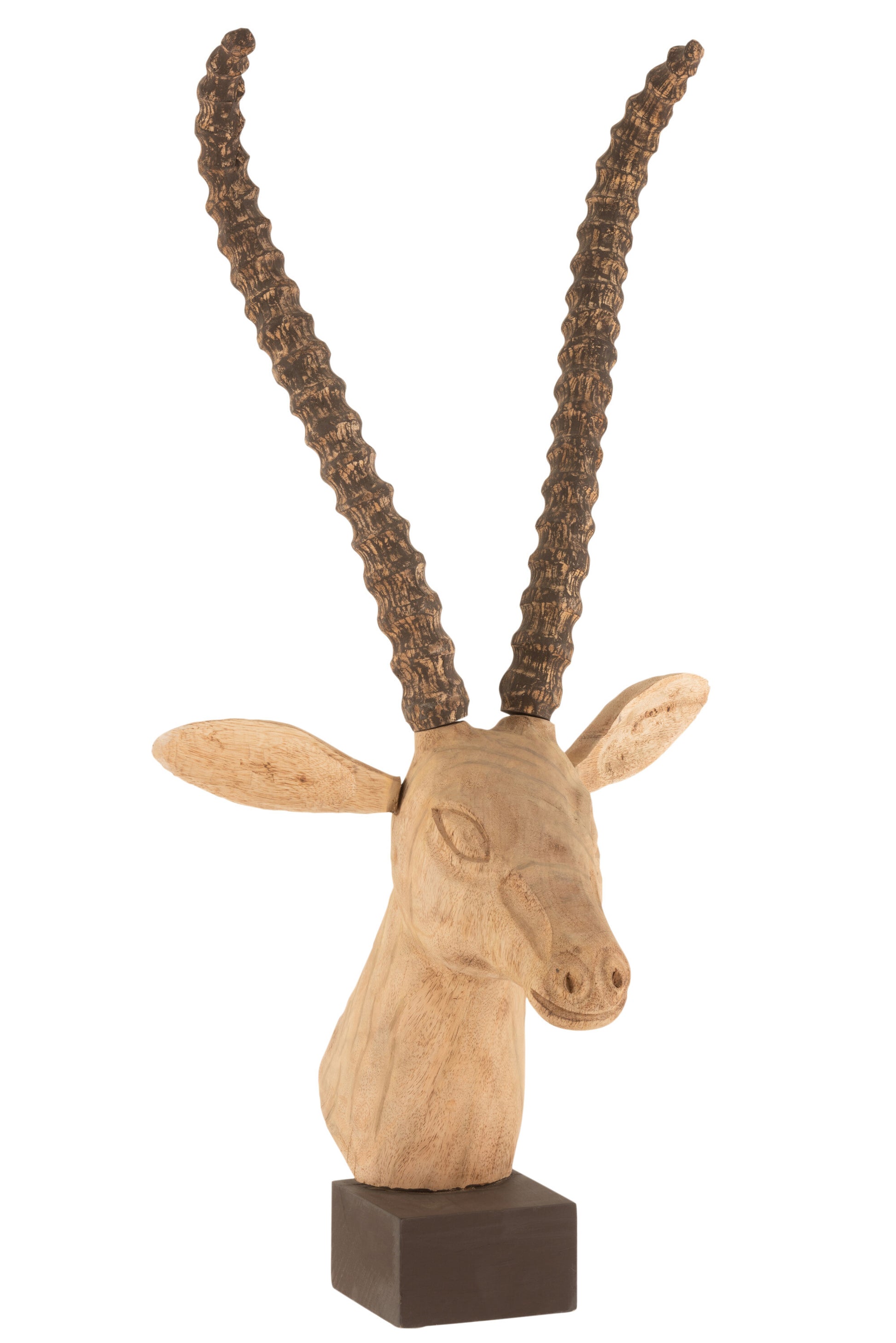 FIGURE DEER HEAD MANGO WOOD BROWN