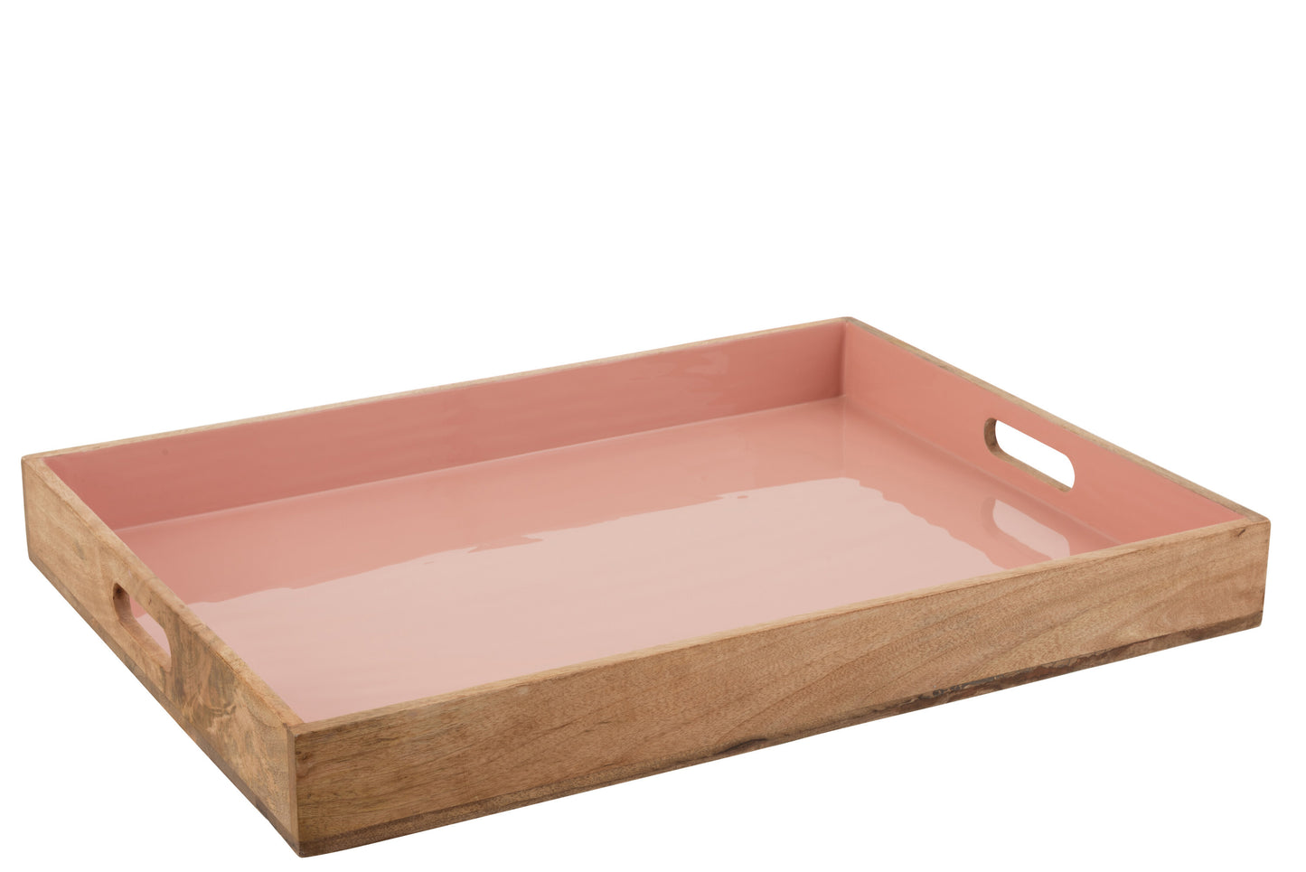 TRAY MANGO WOOD PINK ENAMEL