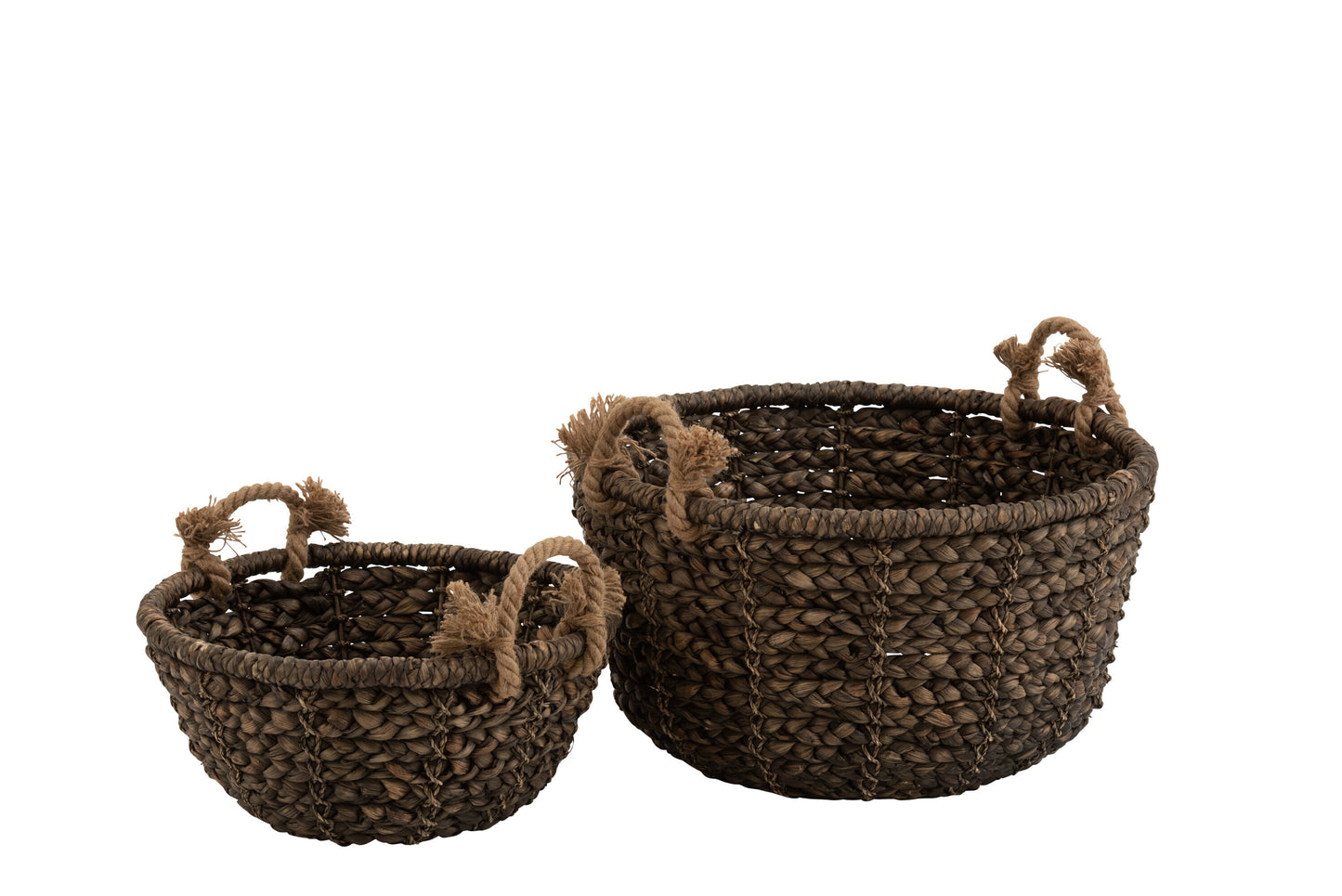 SET OF 2 BASKETS BOWL WATER HYACINTH BROWN