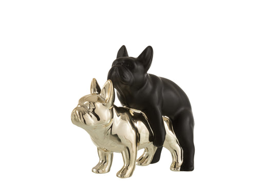 BULLDOG COUPLE CERAMIC/BLACK GOLD SMALL