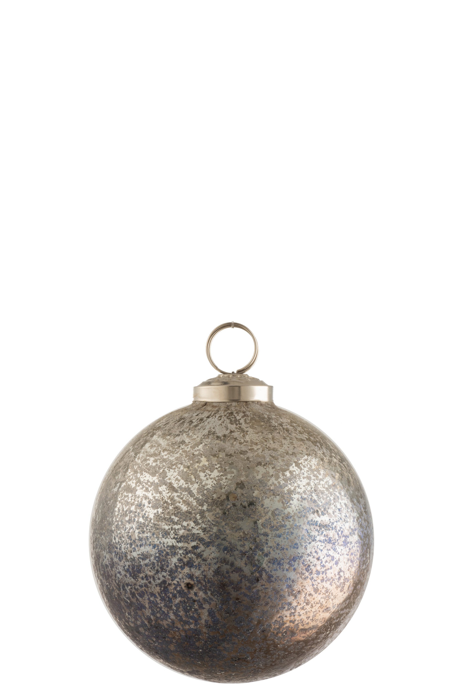 CHRISTMAS BAUBLE ANTIQUE GLASS SILVER/GREY MEDIUM