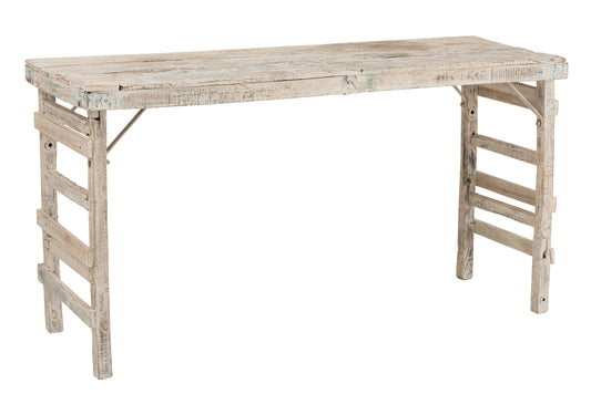 TABLE HIGH AGED RECYCLED WOOD WHITE WASH