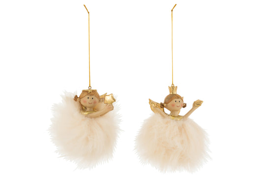 ANGEL HANGER POLY/TEXTILE BEIGE/GOLD ASSORTMENT OF 2