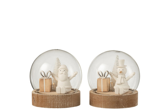 BELL JAR CHRISTMAS+LED WOOD WHITE/NATURAL SMALL ASSORTMENT OF 2