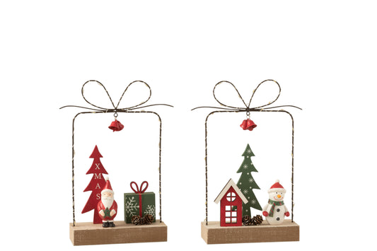 GIFT+LED CHRISTMAS WOOD RED/GREEN/NATURAL ASSORTMENT OF 2