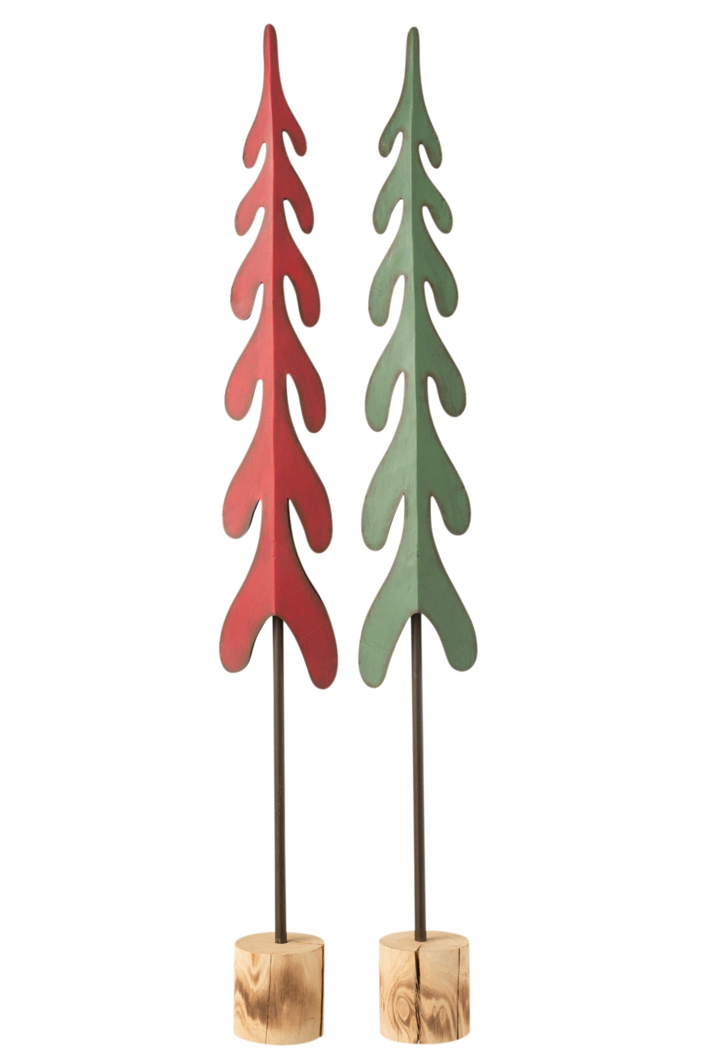 CHRISTMAS TREE ON FOOT METAL/WOOD RED/GREEN LARGE ASSORTMENT OF 2