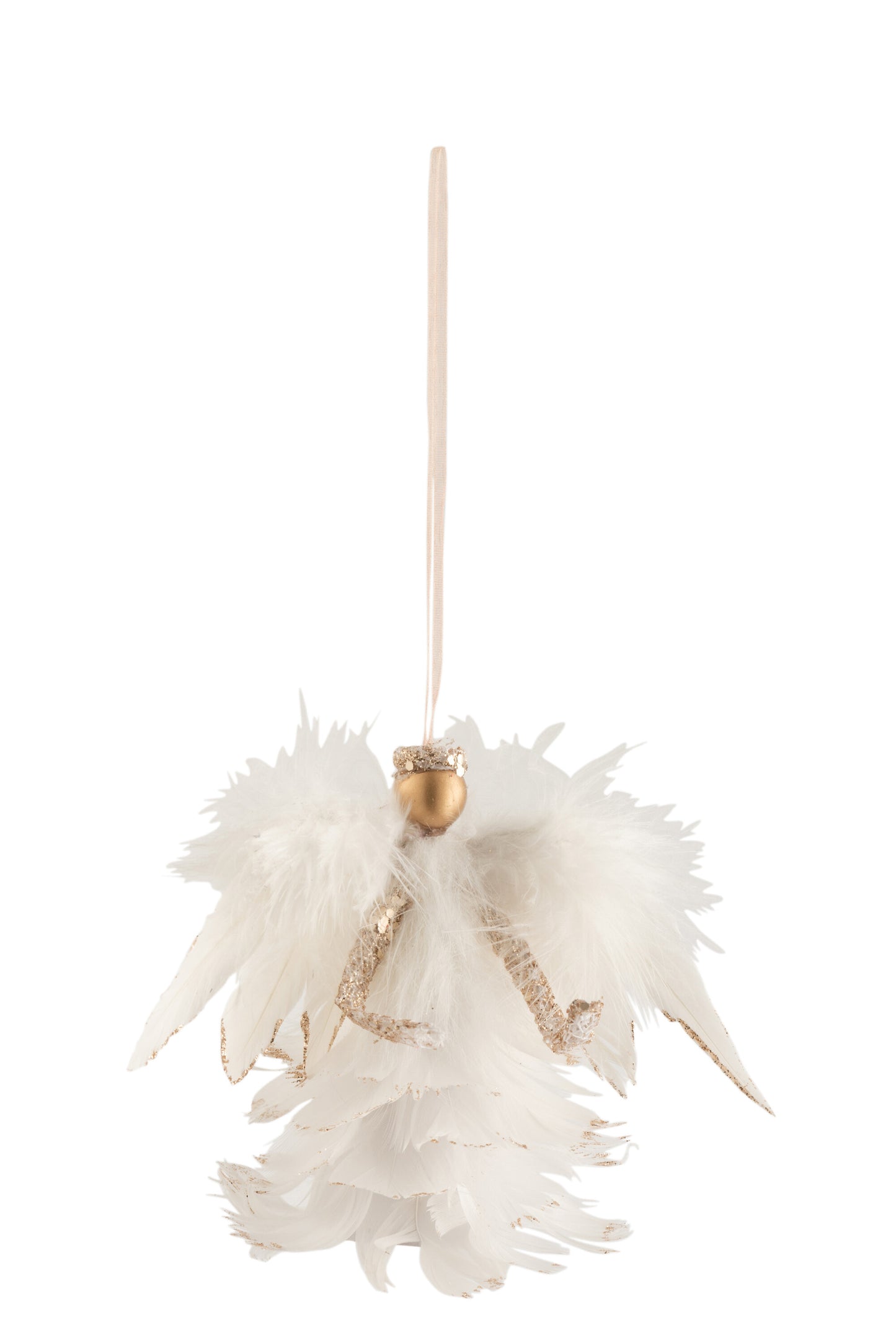 HANGER ANGEL FEATHERS GLITTER ECRU/GOLD