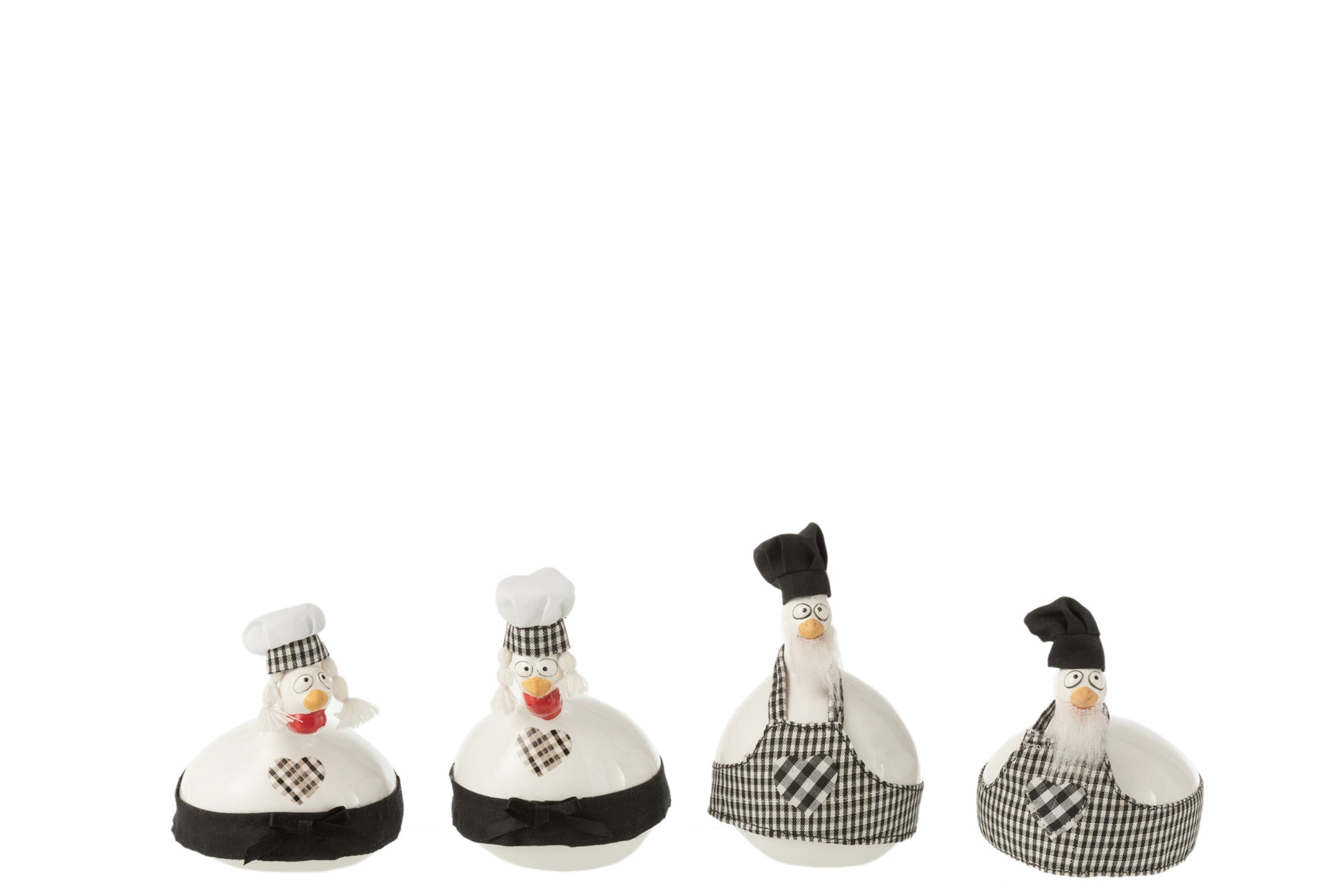 CHICKEN CHEF CERAMIC WHITE/BLACK S ASSORTMENT OF 4